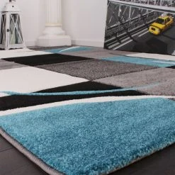 Paco Home Tapis De Créateur Aux Contours Découpés à Carreaux En Turquoise No... -Magasin Joss & Main 5950 edler designer teppich karo teppich teppich taeue 1