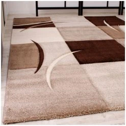 Paco Home Tapis De Créateur Aux Contours Découpés à Carreaux En Marron Beige -Magasin Joss & Main 5968 moderner designer velours teppich kurzflor design 4