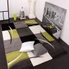 Paco Home Tapis De Créateur Aux Contours Découpés à Carreaux En Vert Noir