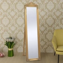 VidaXL Miroir Sur Pied Style Baroque 160 X 40 Cm Doré -Magasin Joss & Main 8718475525745 g en hd 1