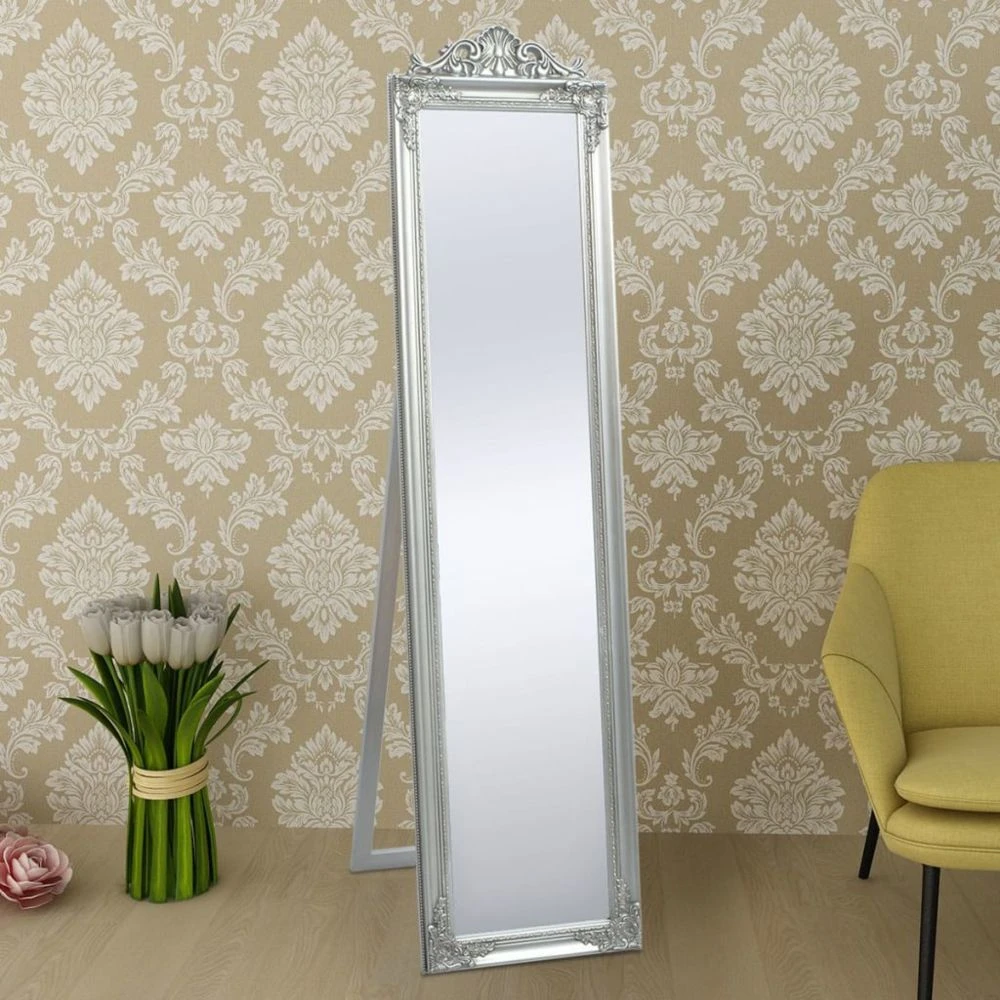 VidaXL Miroir Sur Pied Style Baroque 160 X 40 Cm Argenté 4 VidaXL Miroir Sur Pied Style Baroque 160 X 40 Cm Argenté – Image 2