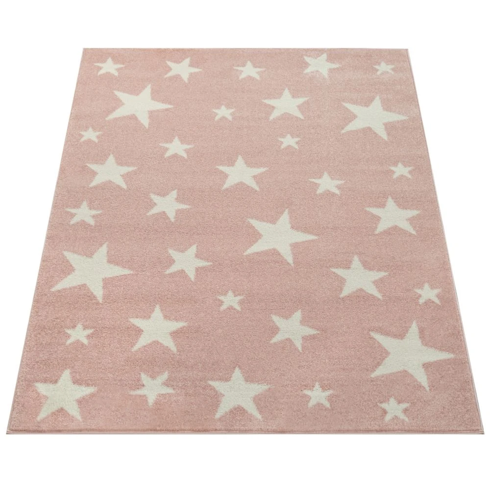 Paco Home Poils Ras Tapis Enfant Motif Étoilé Rose Blanc 5 Paco Home Poils Ras Tapis Enfant Motif Étoilé Rose Blanc – Image 3