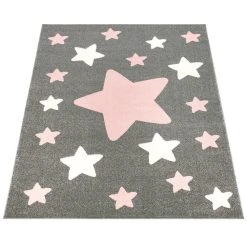 Paco Home Tapis Chambre Enfant Tapis Enfant Grands Et Petits Étoiles Gris Rose -Magasin Joss & Main cap 330 grey 1