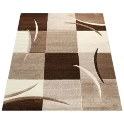 Paco Home Tapis De Créateur Aux Contours Découpés à Carreaux En Marron Beige -Magasin Joss & Main dia 665 brown