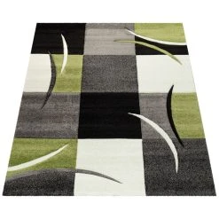 Paco Home Tapis De Créateur Aux Contours Découpés à Carreaux En Vert Noir -Magasin Joss & Main dia 665 green