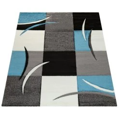 Paco Home Tapis De Créateur Aux Contours Découpés à Carreaux En Turquoise No... -Magasin Joss & Main dia 665 turquoise