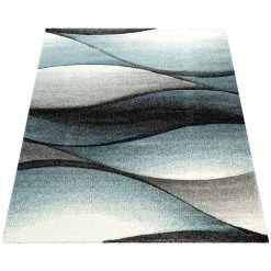 Paco Home Tapis De Créateur Moderne Abstrait Vagues Effet Contours Découpés E... -Magasin Joss & Main dia 666 turquoise