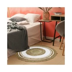 Mon Beau Tapis FUNNY JUTE - Tapis Rond En Jute Et Coton Cercle Blanc Diam.90 -Magasin Joss & Main funny jute 800 tapis 090129 diam90 cercle blanc 5