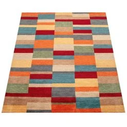 Paco Home Tapis Fait Main Gabbeh Haut De Gamme Laine Chiné À Carreaux Multicol... -Magasin Joss & Main gab 305 multicolored 1