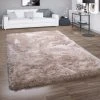 Paco Home Tapis Poils Longs Pour Salon, Shaggy Avec Fil Brillant, Uni Beige -Magasin Joss & Main hochflor shaggy flauschig wohnzimmer beige 1