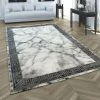 Paco Home Tapis De Salon Gris Argenté Bordure Anthracite Motif Marbre Soft Tapi... -Magasin Joss & Main kurzflor teppich hochwertig grau weiss silber borduere abstraktes muster modern wohnzimmer schlafzimmer esszimmer flur diele marmor teppiche 1