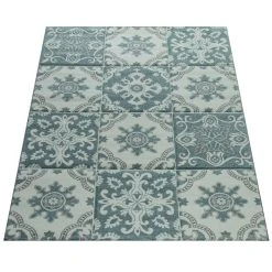 Paco Home Tapis De Créateur Moderne Contours Découpés Couleurs Pastel Carreau... -Magasin Joss & Main lar 043 turquoise 1