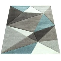 Paco Home Tapis 3D Triangles Pastel Tendance Gris Turquoise -Magasin Joss & Main lar 237 turquoise 1