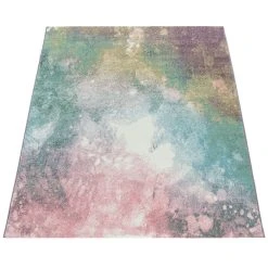 Paco Home Tapis De Salon À Poils Ras Coloré Moderne Galaxie Design Tons Pastel... -Magasin Joss & Main mer 100 multicolored 1