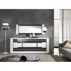 Modern Living Miroir BELLARIVA Laqué Blanc/ Gris Anthracite -Magasin Joss & Main miroir bellariva laque blanc gris 9690102 25113104 1140x1140