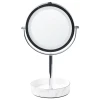 Beliani Miroir De Table Argenté Et Blanc à LED ø 26 Cm SAVOIE