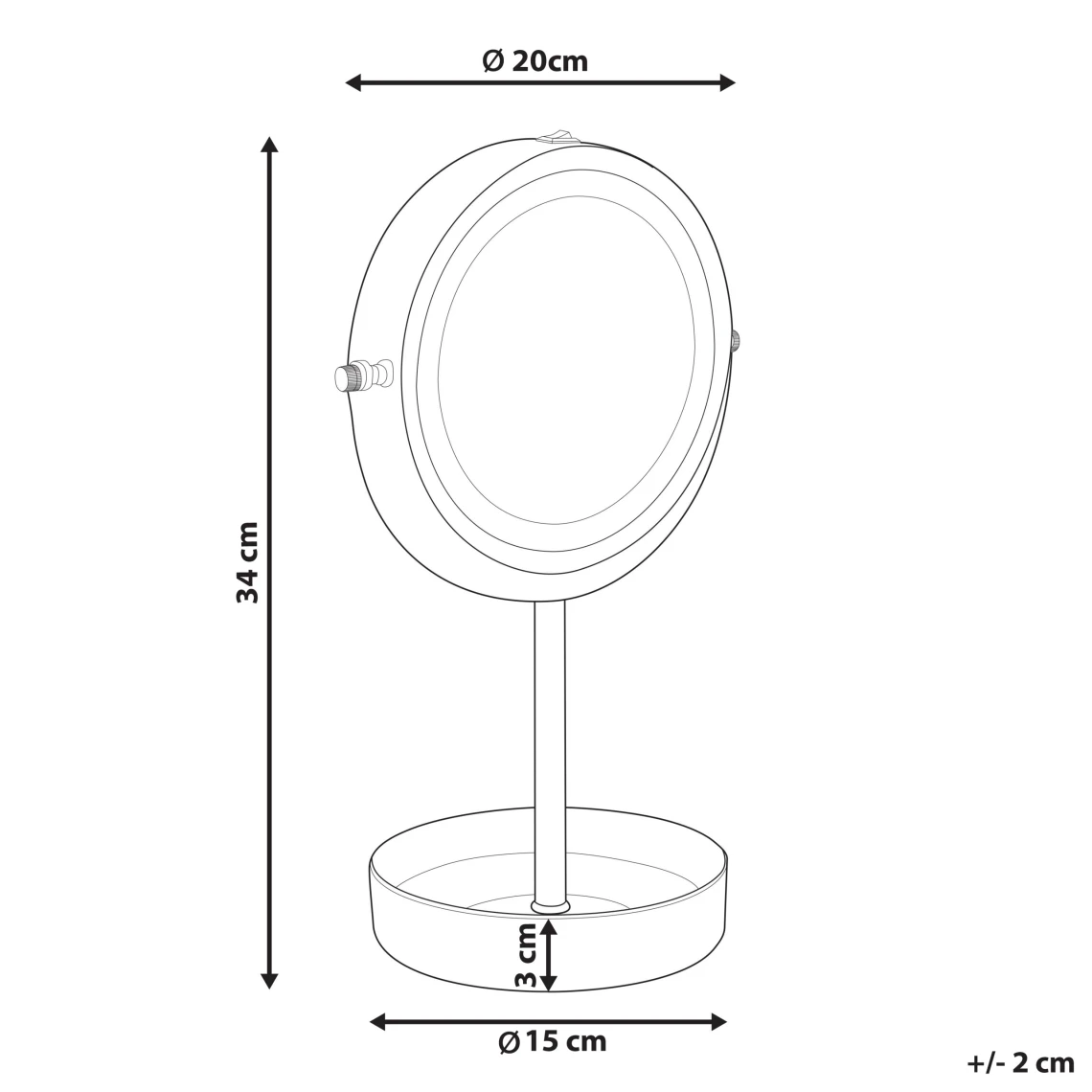Beliani Miroir De Table Argenté Et Blanc à LED ø 26 Cm SAVOIE 4 Beliani Miroir De Table Argenté Et Blanc à LED ø 26 Cm SAVOIE – Image 2