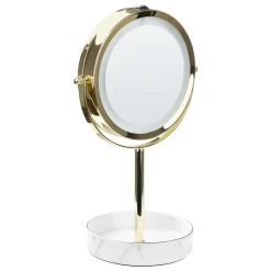 Beliani Miroir De Table Doré Et Blanc à LED ø 26 Cm SAVOIE -Magasin Joss & Main miroir de table dore et blanc a led o 26 cm savoie 14074810 39089710 1140x1140
