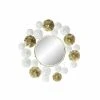 Miroir Mural DKD Home Decor Verre Doré Métal Blanc Fleurs (60 X 5 X ...