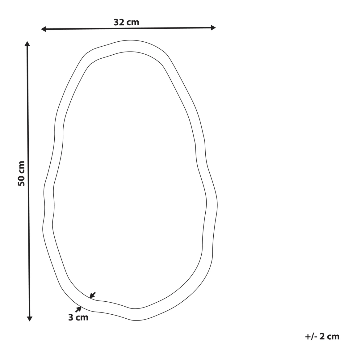 Beliani Miroir Mural Doré 50 X 32 Cm DAMOH 4 Beliani Miroir Mural Doré 50 X 32 Cm DAMOH – Image 2