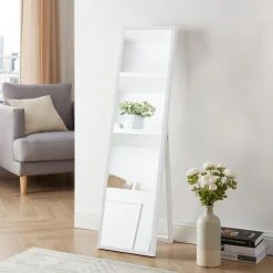 Alternative view of En.casa Miroir Sur Pied Giovinazzo Psyché Inclinable 150 X 35 Cm Blanc [en.ca...