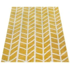 Paco Home Tapis Salon Motif Géométrique Moderne Poils Ras Rayures Jaune Blanc -Magasin Joss & Main pat 120 yellow 1