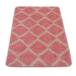 Paco Home Tapis De Bain Moderne Design Losanges Poils Longs Tapis Salle De Bain ... -Magasin Joss & Main sid 506 pink 1 1