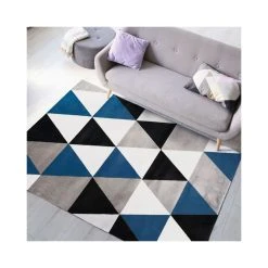 Mon Beau Tapis GEO SCANDI - Tapis Toucher Laineux Motif Triangles Bleu 150x220 -Magasin Joss & Main tao scandi 800 tapis 160813 160x230 bleu 5 1