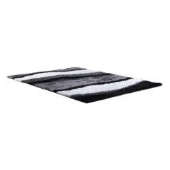 Vente-unique Tapis Shaggy à Poils Longs ECUME - Tufté Main - Noir Et Blanc - 140... -Magasin Joss & Main tapis 239145 3