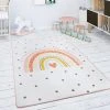 Paco Home Tapis Chambre Enfant Tapis De Jeux Tapis Bébé Arc-En-Ciel Cœur Blan...