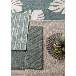 GUY LEVASSEUR Tapis De Bain Fantaisie 50x80cm Coton Vert Pinède -Magasin Joss & Main tapis de bain fantaisie 50x80cm coton vert pinede 12217438 32462532 1140x1140
