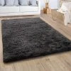 Paco Home Tapis De Salon Poil Long Shaggy Fausse Fourrure Pelucheux Uni Gris Ant...