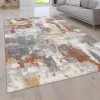 Paco Home Tapis De Salon Poil Long Shaggy Moderne Vintage Motif Abstrait Gris Cr...