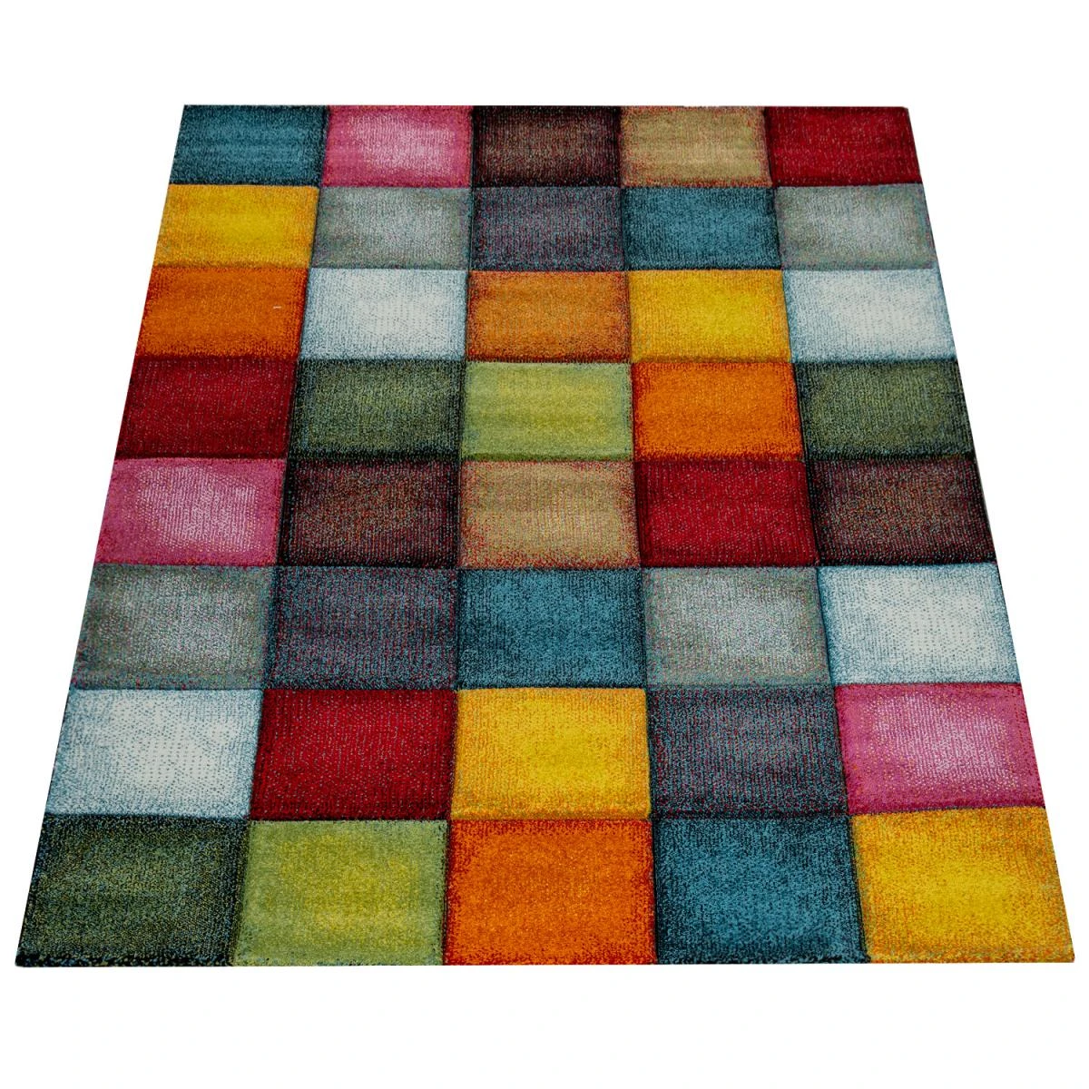 Paco Home Tapis De Salon À Poils Ras Design Carreaux Coloré Carré Multicolore... 4 Paco Home Tapis De Salon À Poils Ras Design Carreaux Coloré Carré Multicolore... – Image 2