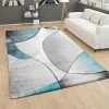 Paco Home Tapis De Salon Poils Ras Effet 3D Motif Abstrait Géométrique Gris Tu...