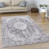 Paco Home Tapis De Salon Poils Ras Marocain Ornements Vintage Avec Bordure Gris