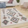 Paco Home Tapis De Salon Tapis Poils Ras Avec Boho Moderne Losanges Pastel Clair...