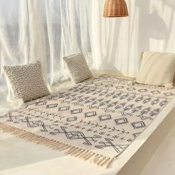 Universal Tapis En Coton Et Lin Nordique Couchage Salon 120x180cm Coussin De Sol...
