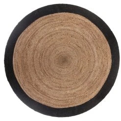 3S. X Home Tapis En Jute Beige Bordure Noire D120cm NATURI