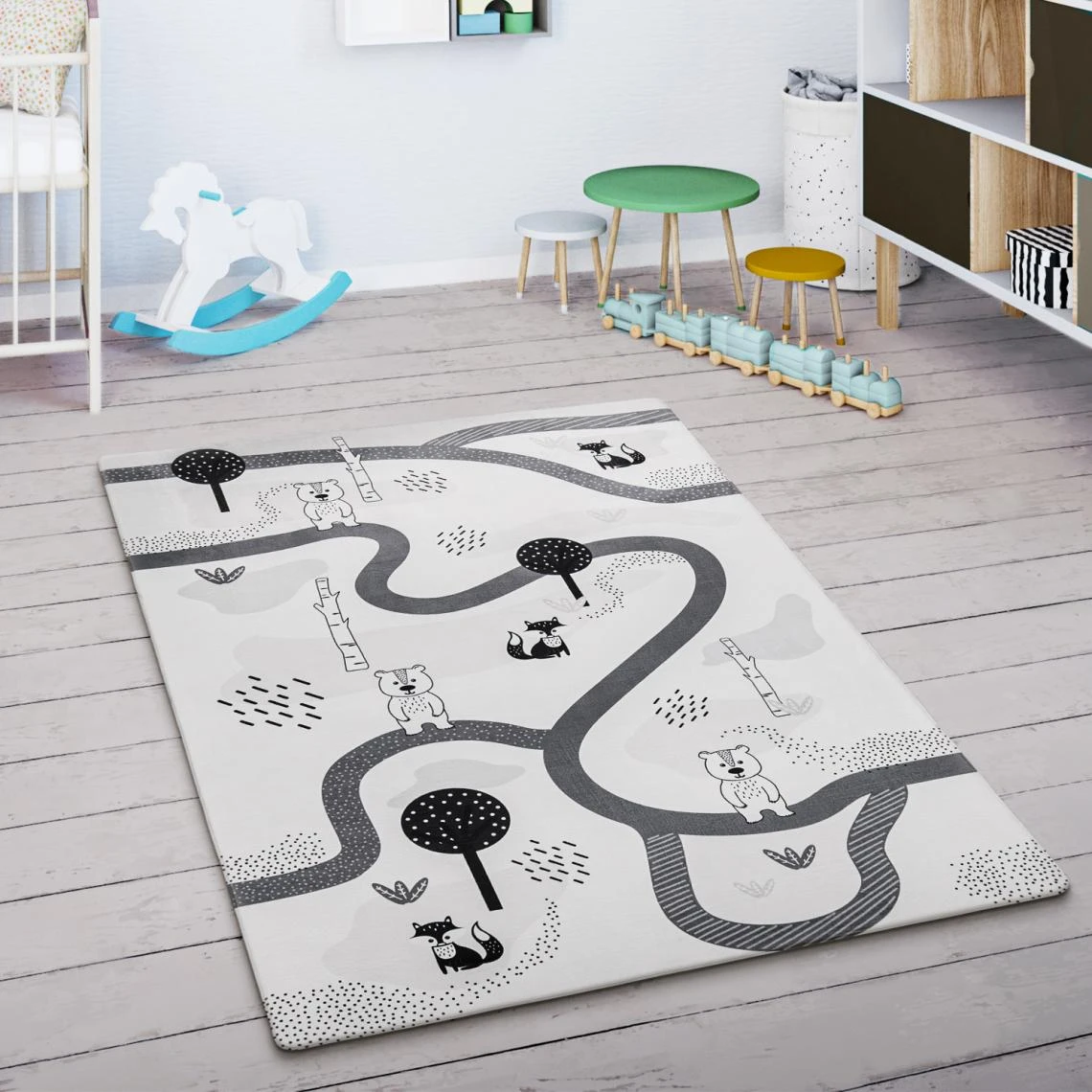 Paco Home Tapis Enfant Tapis Chambre Enfant Motif Animal Arbre Rue Blanc Gris 3 Paco Home Tapis Enfant Tapis Chambre Enfant Motif Animal Arbre Rue Blanc Gris