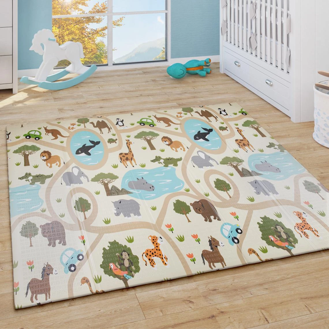 Paco Home Tapis Jeu Chambre Enfant Pliable Motif Animal Mappemonde Réversible G... 4 Paco Home Tapis Jeu Chambre Enfant Pliable Motif Animal Mappemonde Réversible G... – Image 2