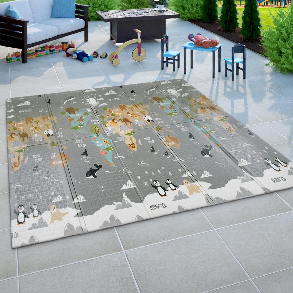 Paco Home Tapis Jeu Chambre Enfant Pliable Motif Animal Mappemonde Réversible G... 5 Paco Home Tapis Jeu Chambre Enfant Pliable Motif Animal Mappemonde Réversible G... – Image 3