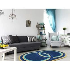 Vente-unique Tapis Ovale En Laine Tufté Main KOMIZA - 150 X 230 Cm - Bleu Marine -Magasin Joss & Main tapis komiza 12079552 32035080 1140x1140