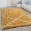 Paco Home Tapis Poils Longs Salon Shaggy Motif Losanges Scandinave, Moderne Jaun...