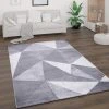 Paco Home Tapis Poils Ras Abstrait Geometrique Motif Losange Vintage Gris Crème