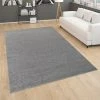 Paco Home Tapis Pour Salon Uni Poils Ras Sobre Et Moderne, Gris Foncé