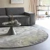 MES Tapis Rond Design 240 Cm Gris Foncé Et Ocre - SOLAR