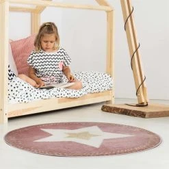 Paris Prix Tapis Rond Enfant Étoile Métallisée 80cm Rose -Magasin Joss & Main tapis rond enfant toile metallisee 80cm rose 14126848 39377816 1140x1140