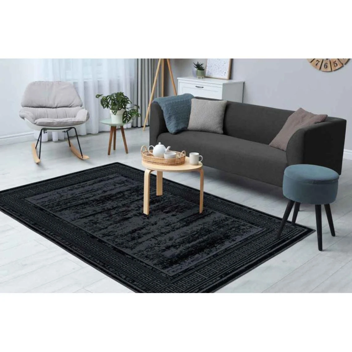 Paris Prix Tapis Tissé à Poils Plats Rétro Kalevi Noir 160 X 230 Cm 7 Paris Prix Tapis Tissé à Poils Plats Rétro Kalevi Noir 160 X 230 Cm – Image 5