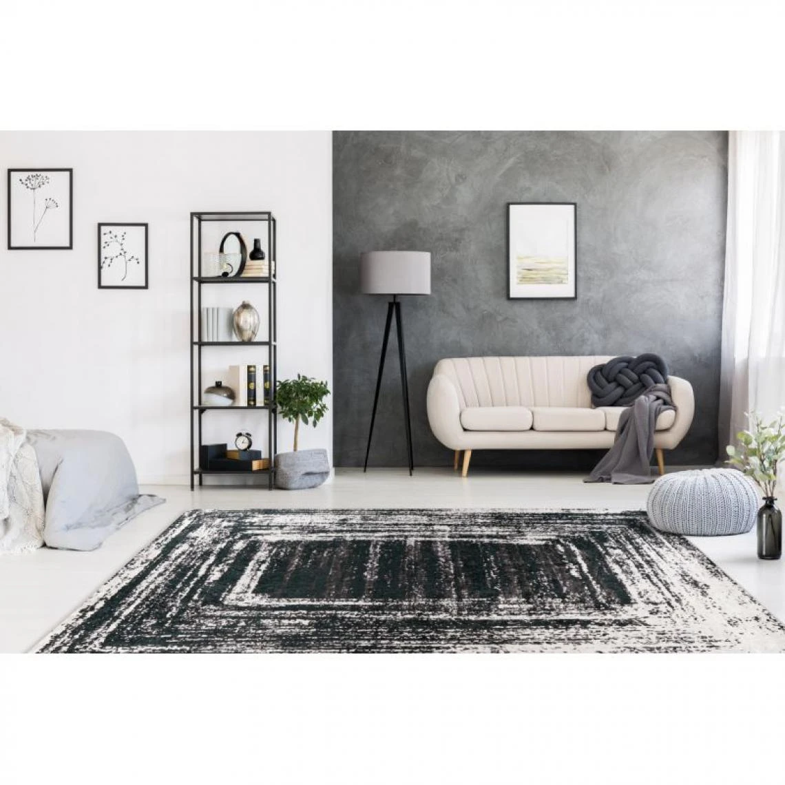 Paris Prix Tapis Vintage à Motifs à Poils Plats Rhodin Noir & Blanc 120 X 170 C... 6 Paris Prix Tapis Vintage à Motifs à Poils Plats Rhodin Noir & Blanc 120 X 170 C... – Image 4